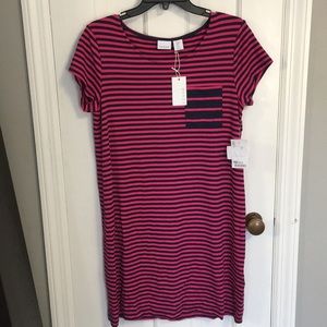 NWT KENAR Pink and Navy Striped T-shirt Dress